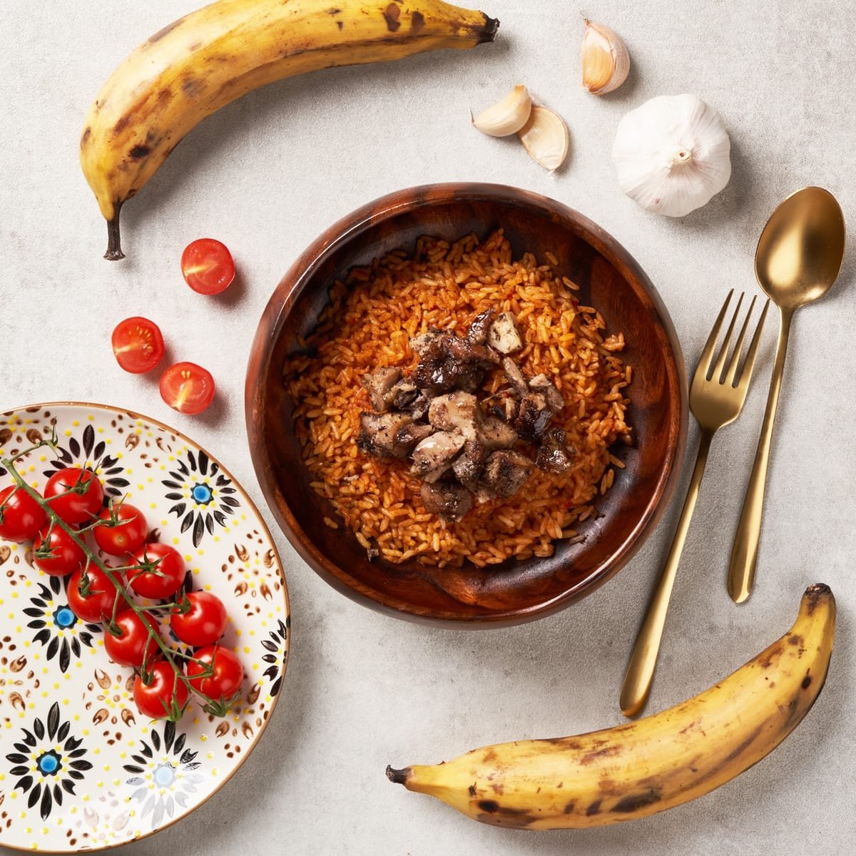 Diced Lamb with Smokey Nigerian Jollof Rice