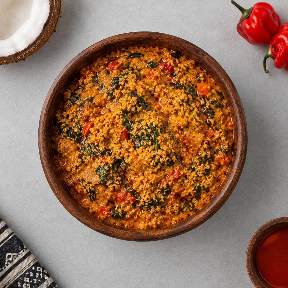 Smokey Egusi with Coconut Curry Sauce