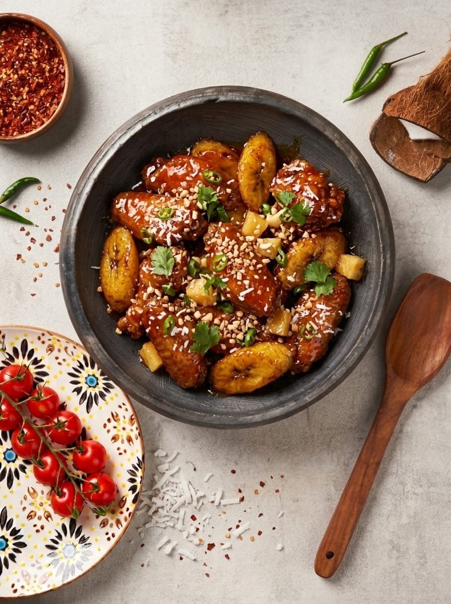 Sweet & Sour Thai Chicken Wings with Plantain